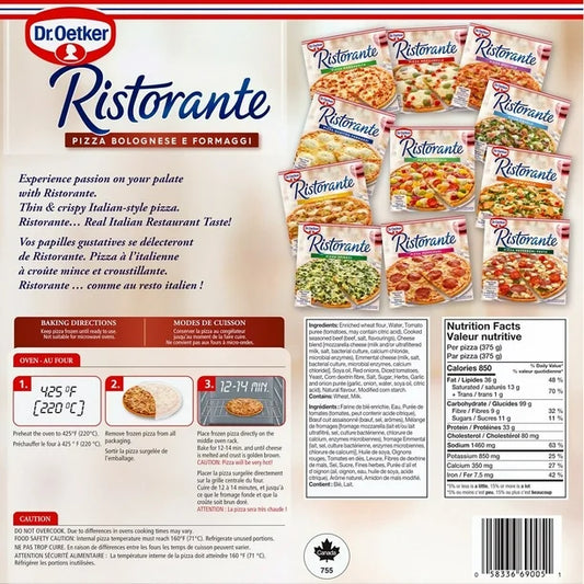 DR. OETKER PIZZA BOLOGNESE E FORMAGGI 375g