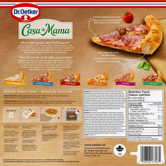 DR. OETKER CASA DI MAMA 3 MEAT PIZZA 395g